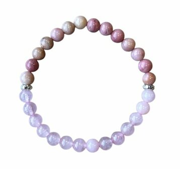 Rozenkwarts met Rhodochrosiet edelstenen armband