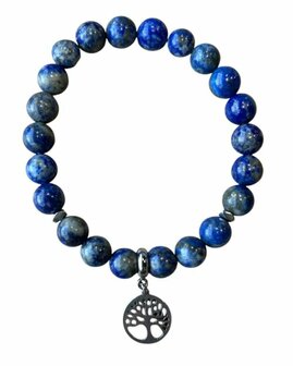 Lapis Lazuli natuurstenen armband met Tree of Life bedel