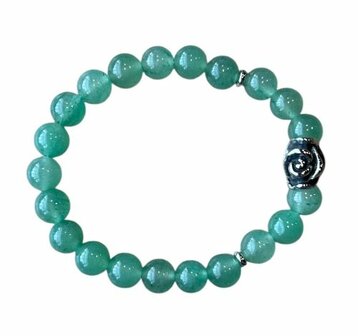 Aventurijn dames armband met roos kraal