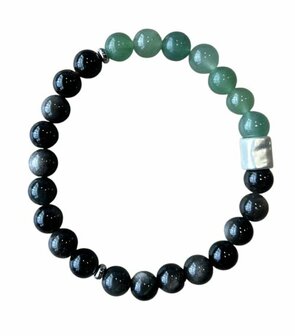 Obsidiaan met Aventurijn heren armband