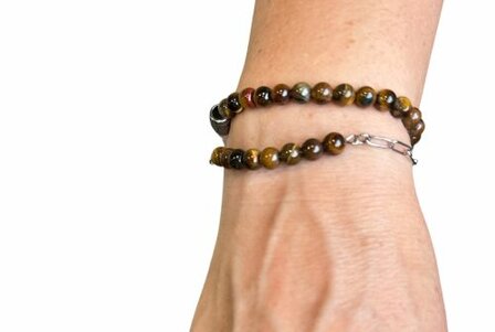 Schakelarmband met natuursteen Tijgeroog