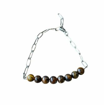 Schakelarmband met natuursteen Tijgeroog