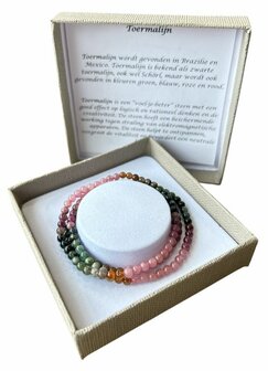 Ketting/wrap armband van Toermalijn natuursteen kralen