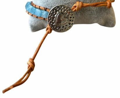Dames wikkel armband Aquamarijn