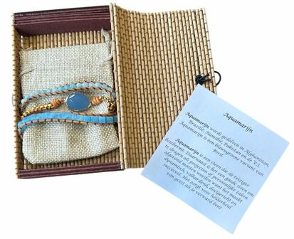Dames wikkel armband Aquamarijn