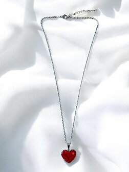 Ketting met hartje en natuursteen Koraal