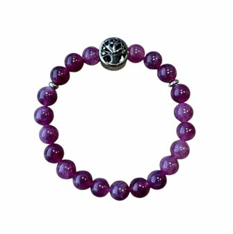 Lepidoliet dames armband met Tree of Life kraal