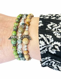 Dames armband Robijn in Zoisiet 6 mm met beschermengel