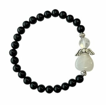 Onyx armband met beschermengel