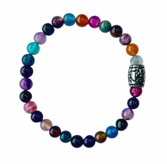 Agaat multikleur dames armband  met basic kraal