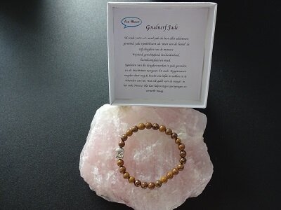 Dames armband Goudnerf Jade met boeddha kraal