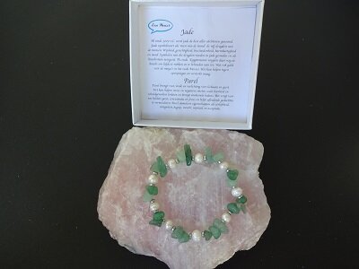 Dames armband Jade chips met zoetwaterparels