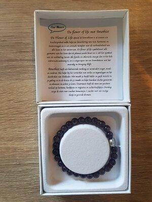 Dames armband Amethist met flower of life kraal