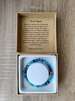 Dames armband Band Agaat met RVS Boeddha kraal