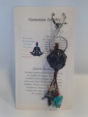 Chakra sleutelhanger zwarte Obisidaan