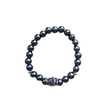 Dames armband Hematiet met roos kraal
