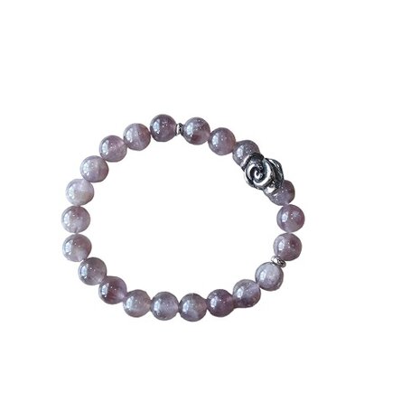 Armband Amethist met roos kraal