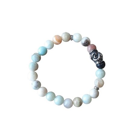 Amazoniet dames armband met roos kraal