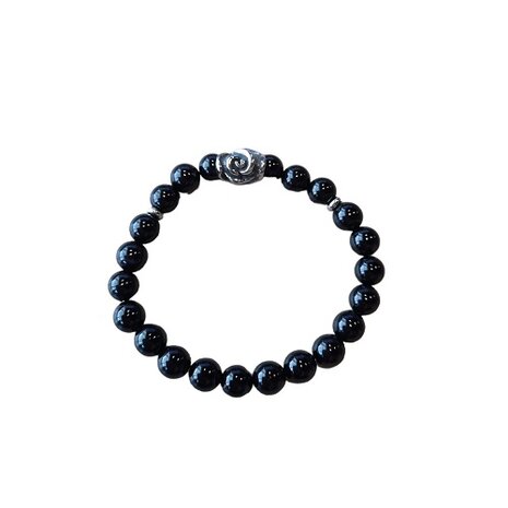 Dames armband Onyx met roos kraal