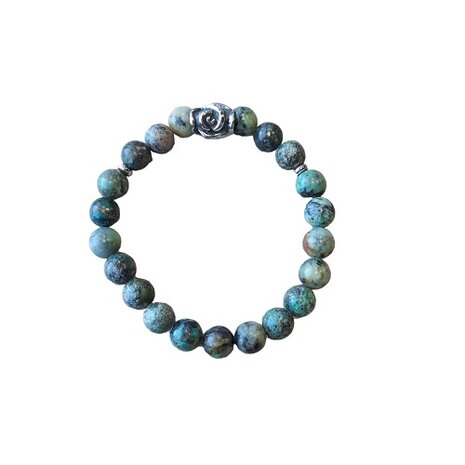 Dames armband Afrikaans Turquoise met roos kraal