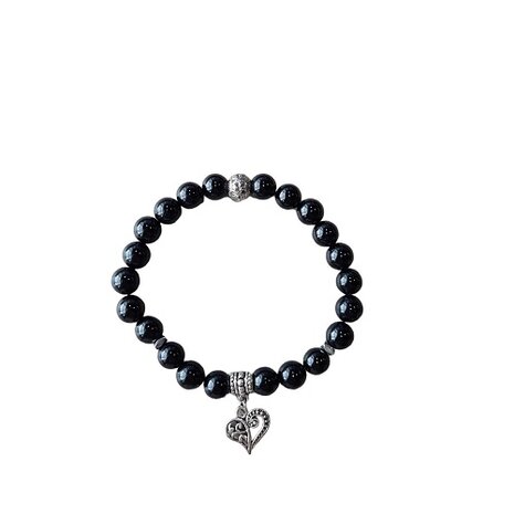 Dames armband Onyx met hart bedel