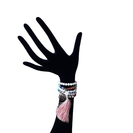 Mala ketting/armband met witte Agaat
