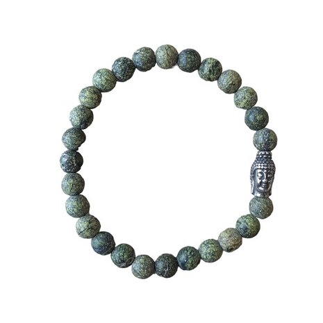 Matte Zoïsiet heren armband met Boeddha kraal