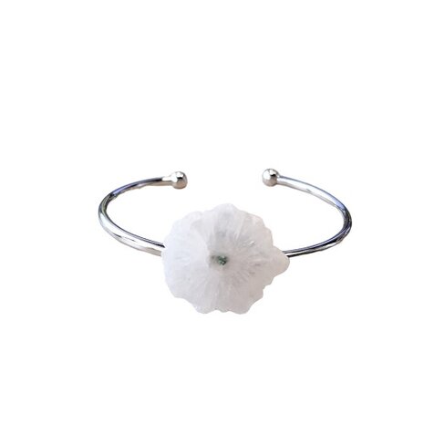 Metalen armband met witte Agaat