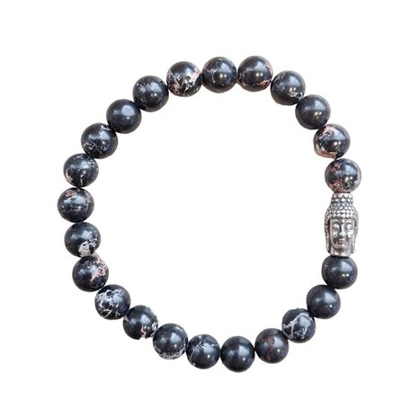 Black Sea Sediment heren armband met Boeddha kraal