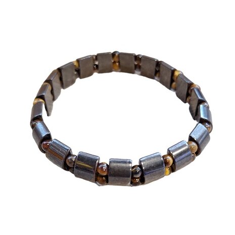 Herenarmband met Hematiet en Tijgeroog natuursteen