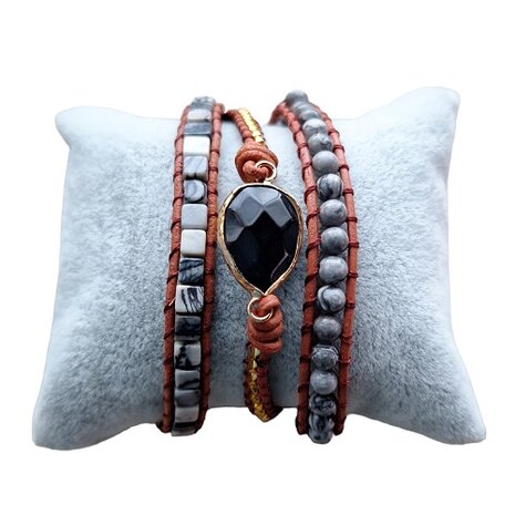Wikkel armband met natuursteen Agaat Matrix