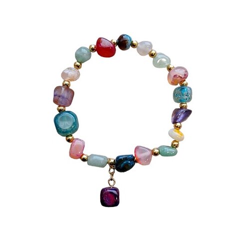Agaat multi color dames armband van natuursteen