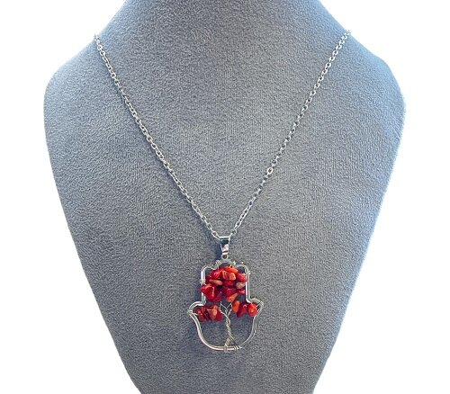 Hamsa hand met Koraal natuursteen