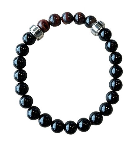 Natuurstenen armband met Onyx en Tijgeroog