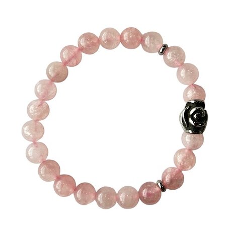 Rozenkwarts armband met roos kraal