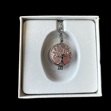 Damesketting Geboortesteen Rozenkwarts (tweeling)