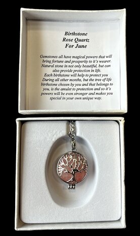 Damesketting Geboortesteen Rozenkwarts (tweeling)