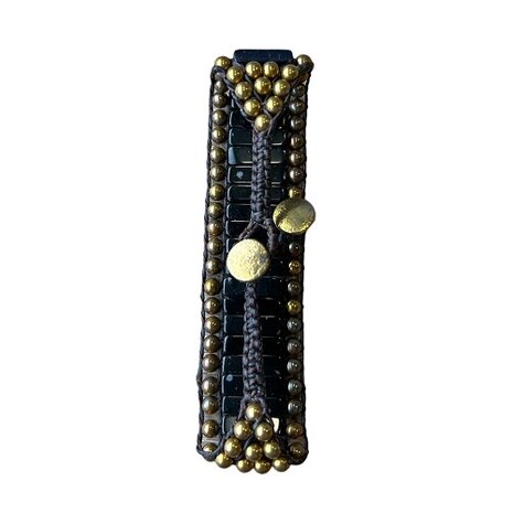 Brede armband Sneeuwvlok Obsidiaan