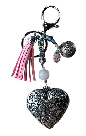 Sleutelhanger LOVE met Rozenkwarts