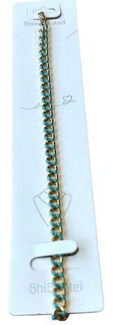 Schakel enkelbandje turquoise