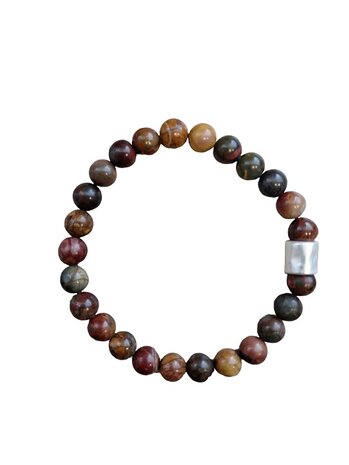 Picasso Jaspis koffie bruin heren natuurstenen armband