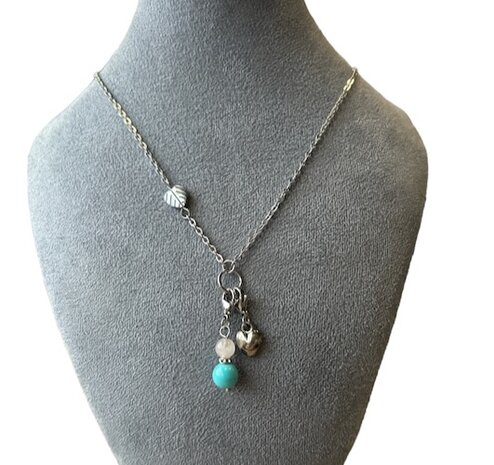 Ketting met Bi schijf Rozenkwarts
