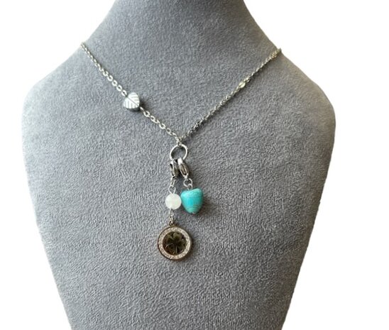 Bi schijf Amethist met RVS ketting