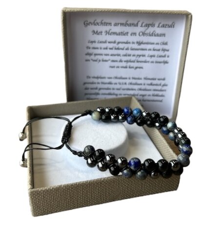 Gevlochten dames armband met natuursteen