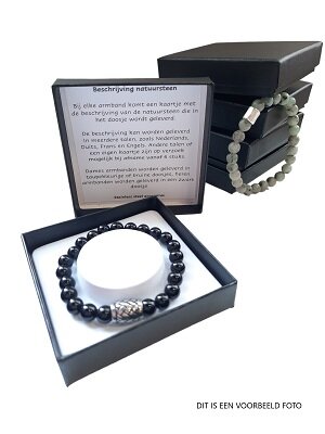 Heren armband 8 mm Onyx mat met vlecht kraal