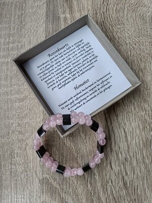 Dames armband Rozenkwarts & Hematiet