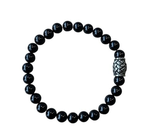 Herenarmband Onyx met vlecht kraal
