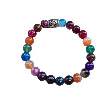 Natuurstenen Agaat met Chakra kleuren dames armband