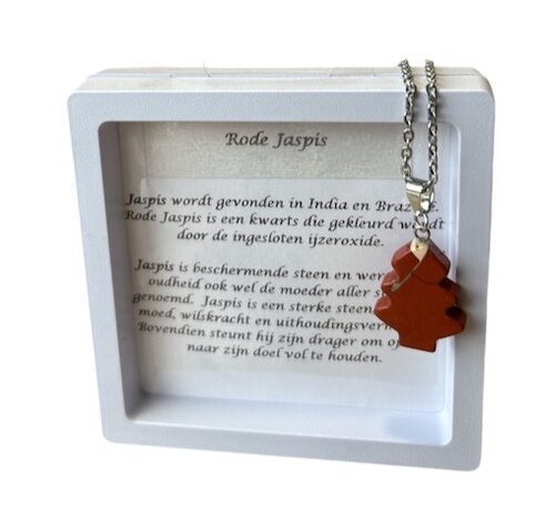 Ketting met kerstboom van rode Jaspis