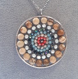 Mandala ketting met gele Jaspis natuursteen